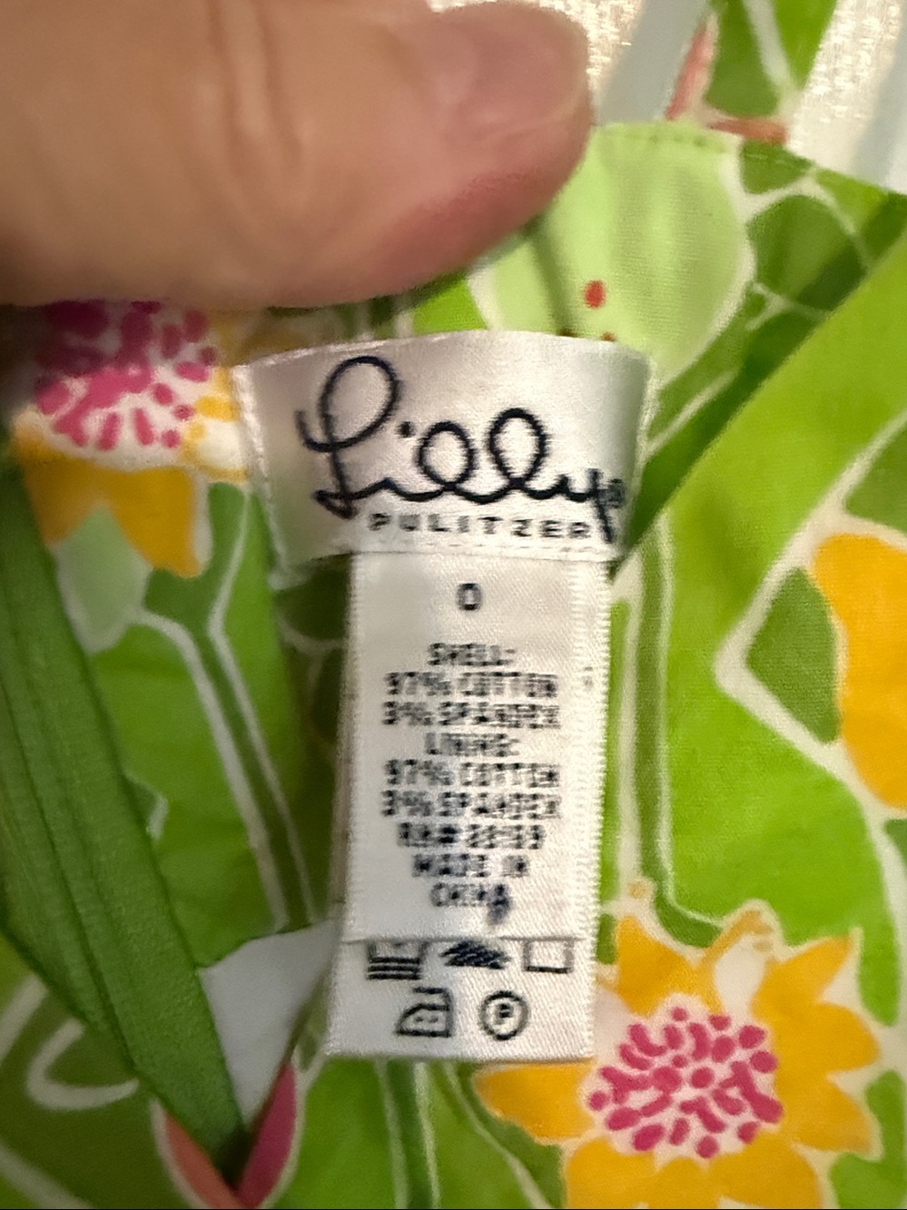 Vintage Lilly Pulitzer Lime Green Floral Spaghetti Strap Dress size 0